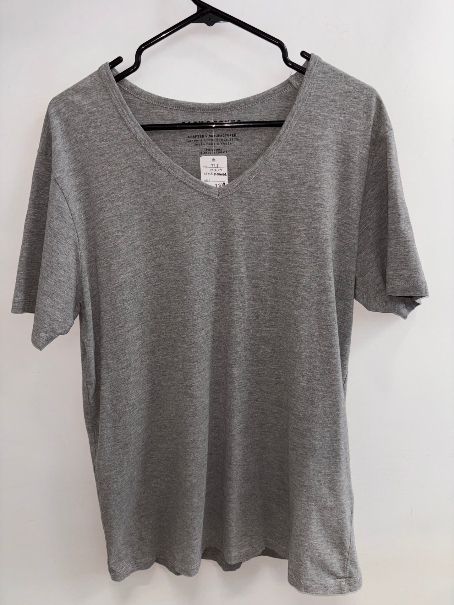 T-shirt Gris V-Neck homme JACK & JONES - Grandeur: Large