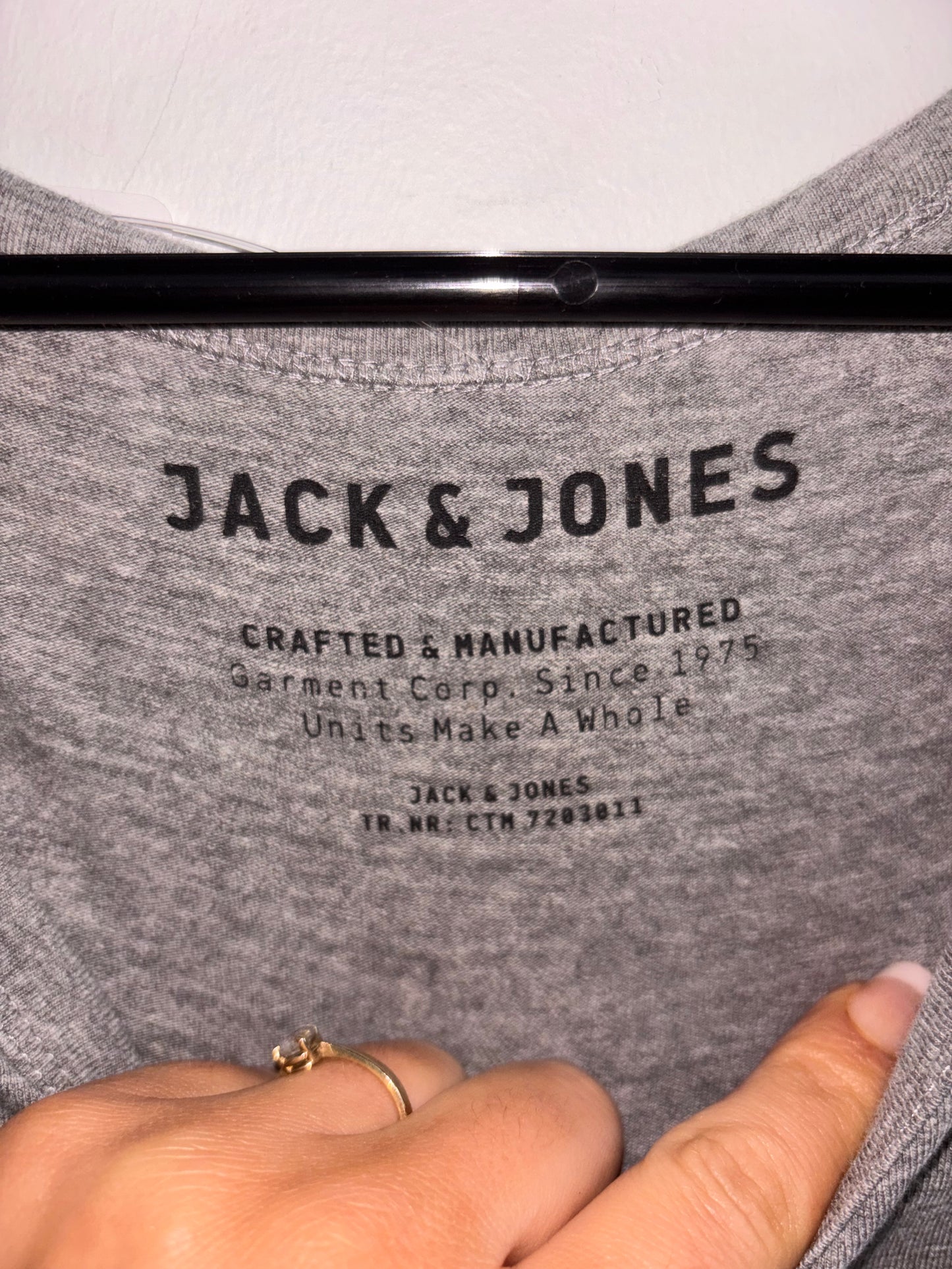 T-shirt Gris V-Neck homme JACK & JONES - Grandeur: Large