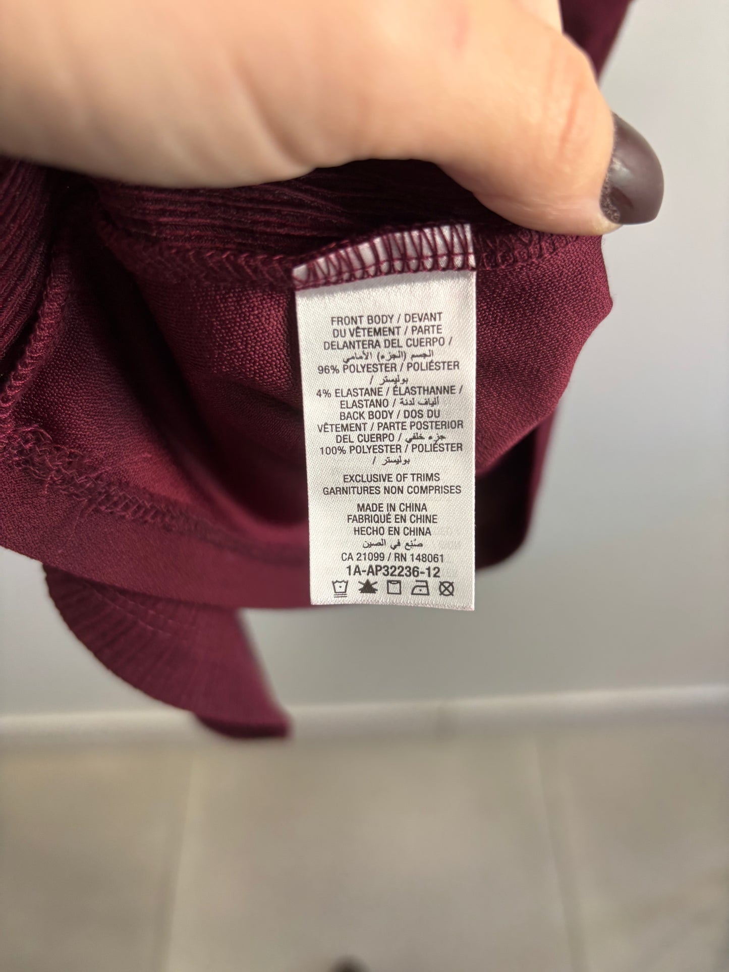 Haut rouge vin ARDENE - Grandeur: Small