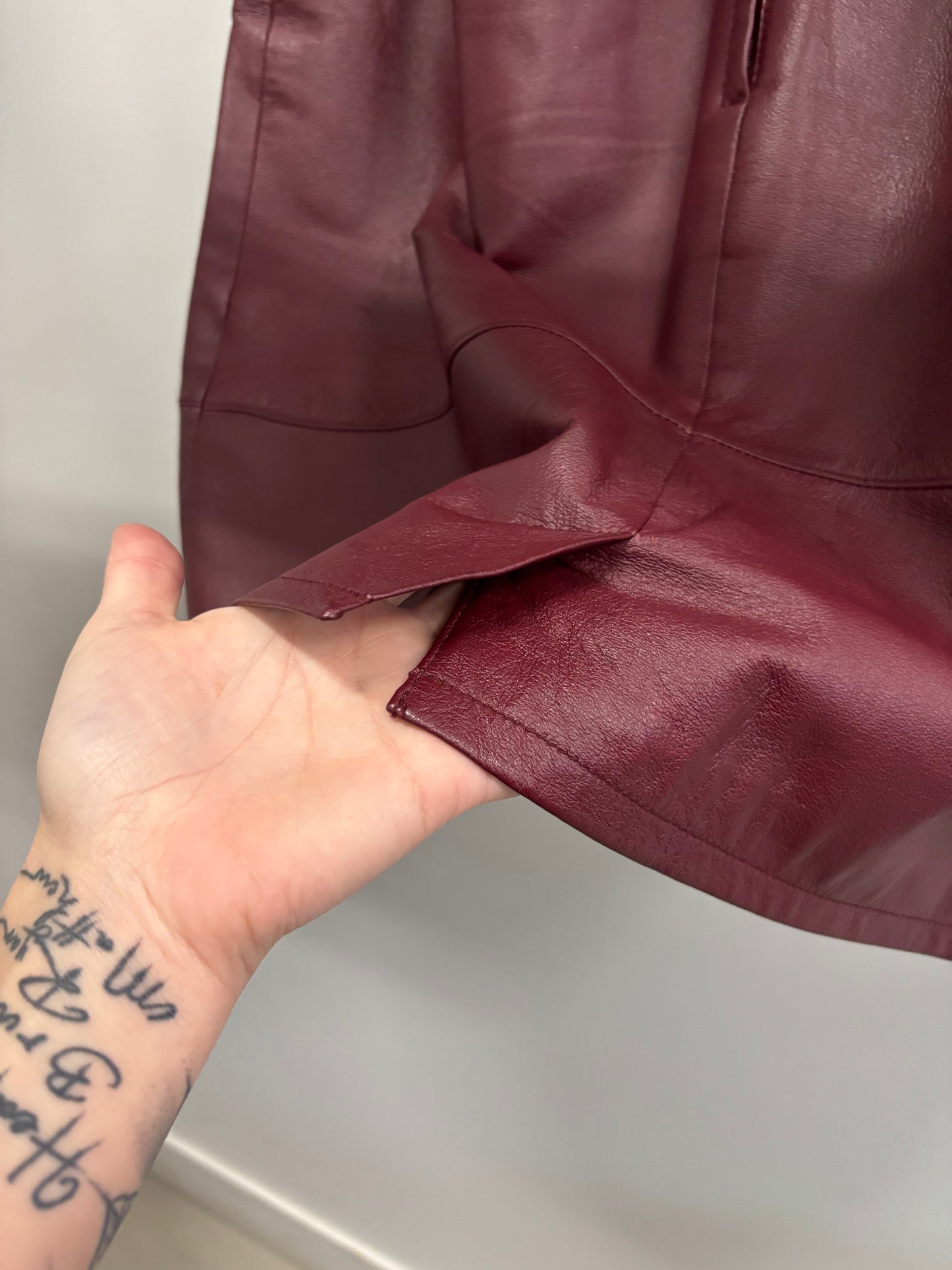 Jupe Cuire Rouge Vin RTG COLLECTIONS - Grandeur: 11