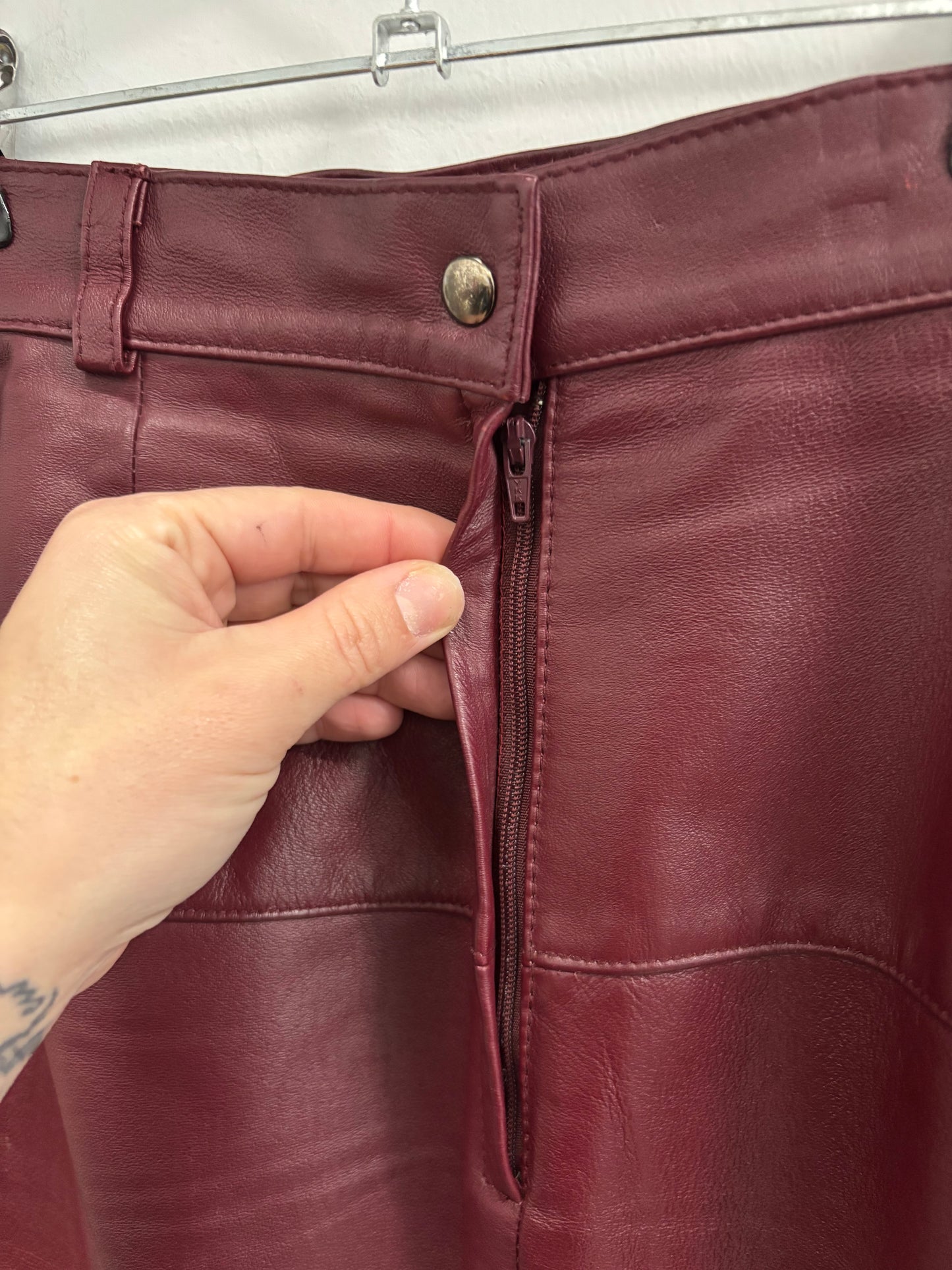 Jupe Cuire Rouge Vin RTG COLLECTIONS - Grandeur: 11