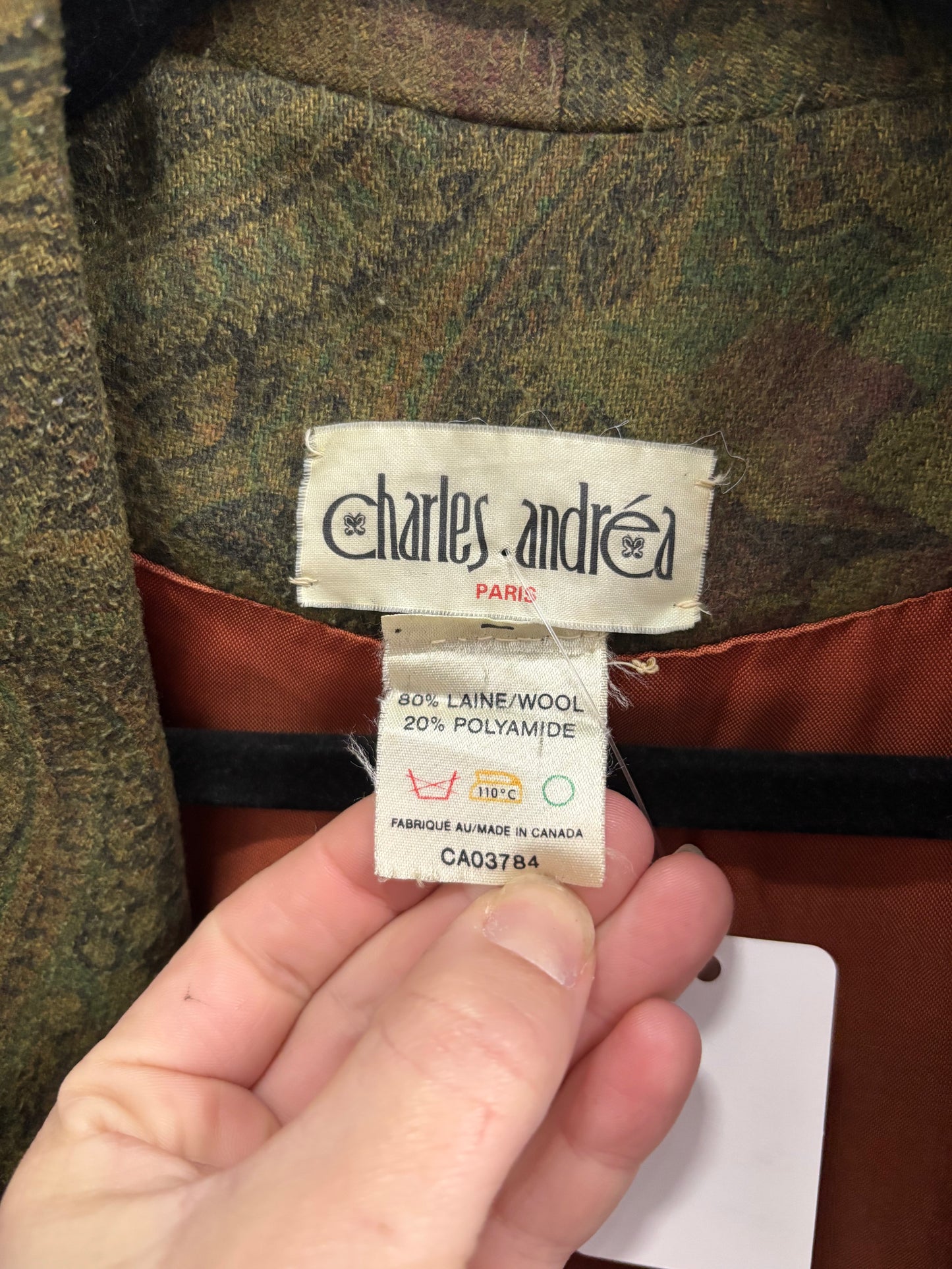 Veston Vintage Vert CHARLES ANDREA - PARIS