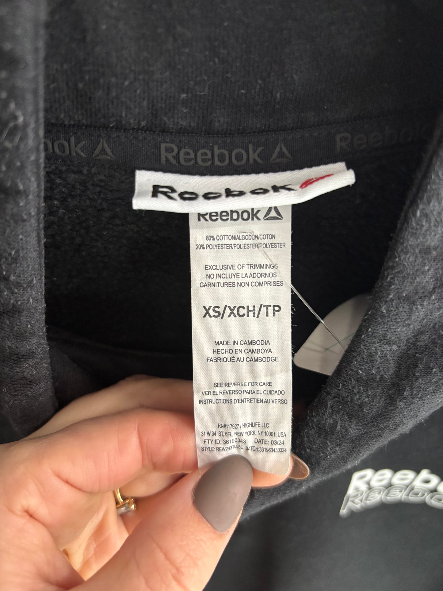 Coton Noir REEBOK - Grandeur: Xsmall
