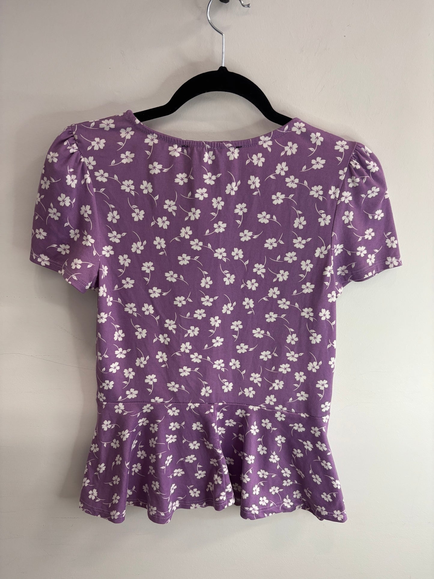 T-Shirt Mauve & Fleuri Blanc REBEL SUGAR - Grandeur: Medium