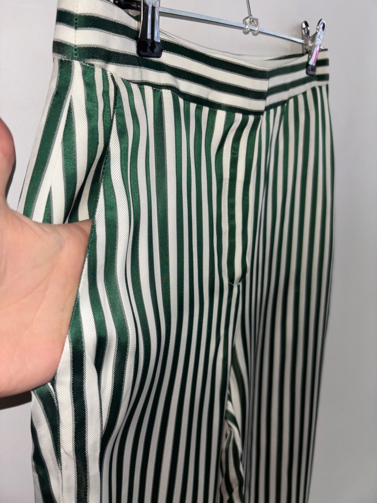 Pantalon Raillé Vert Noel MASSIMO DUTTI - Grandeur: 2