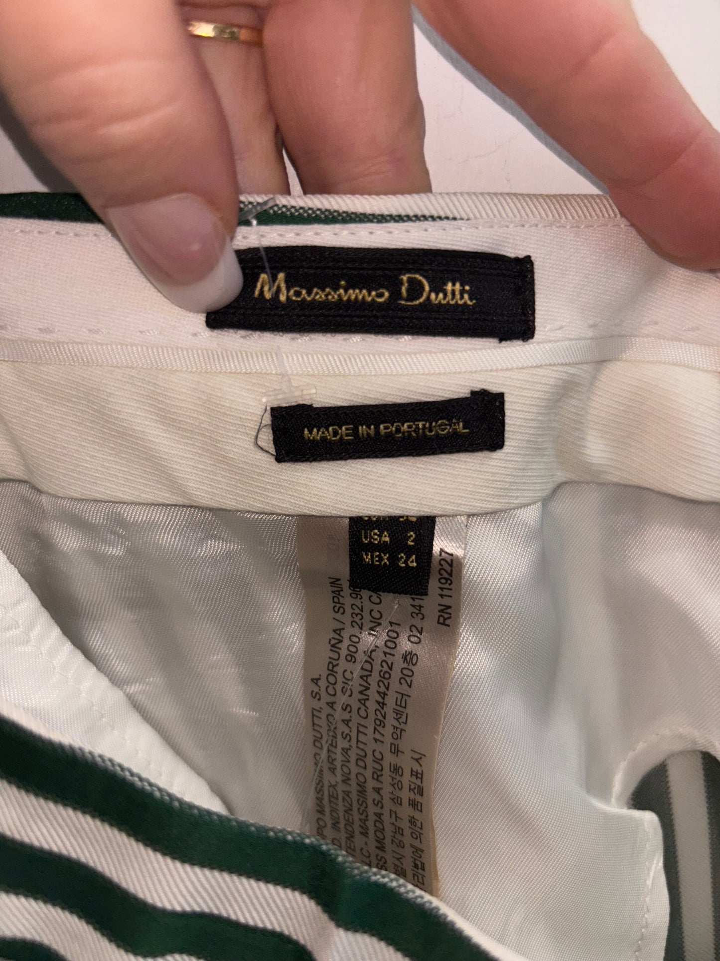 Pantalon Raillé Vert Noel MASSIMO DUTTI - Grandeur: 2